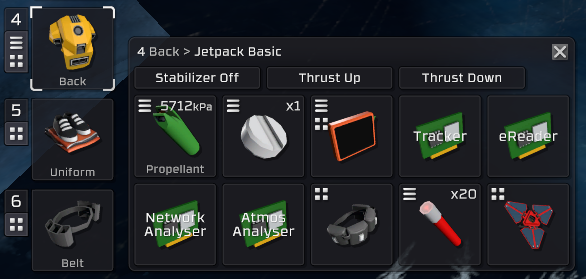 Basic Jetpack and Inventory layout